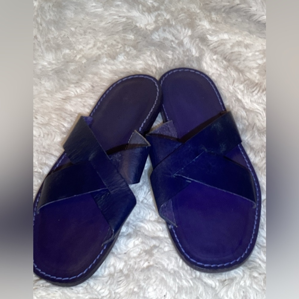 Mario Doni Stylish men’s Purple leather Sandals size 12 made in Italy